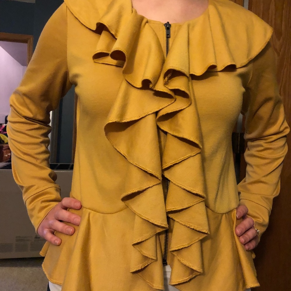 Mustard ruffly blazer